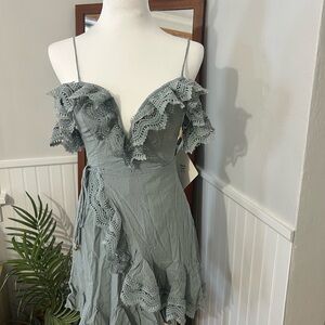 Angel Biba off the shoulder Lace Ruffle Mini Dress